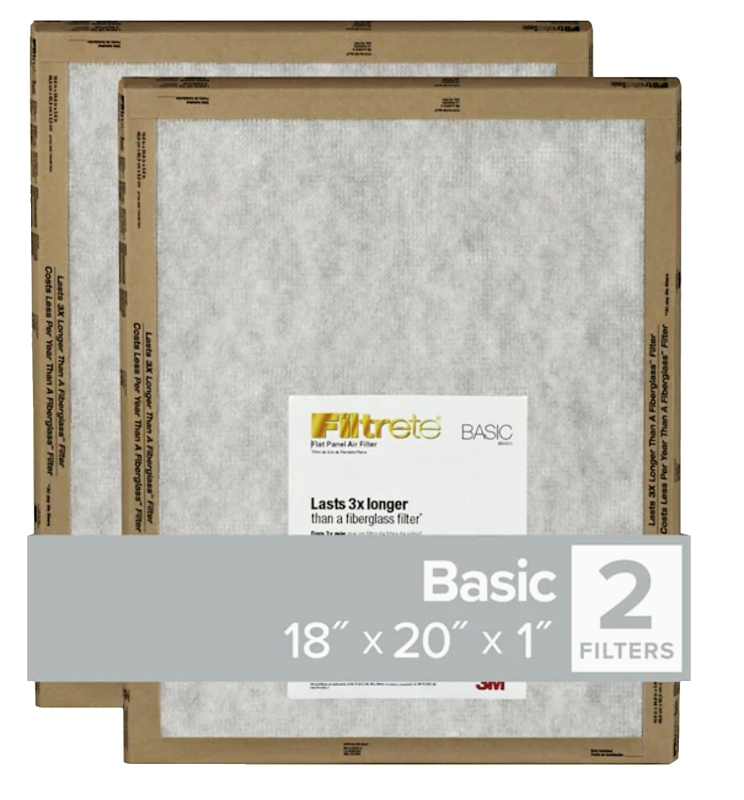 Filtrete FPL45-2PK-24 Air Filter, 20 in L, 18 in W, 2 MERV, Plastic Frame, Pack of 24