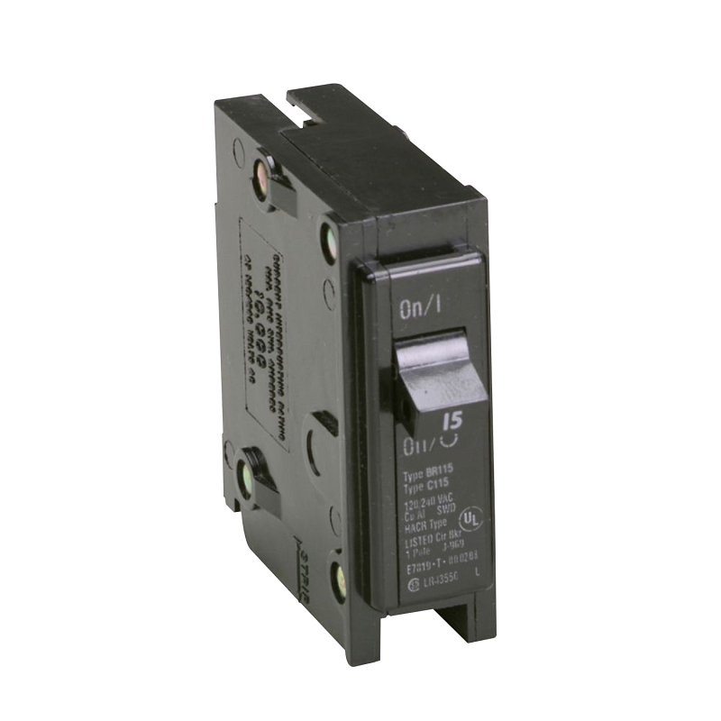 Cutler-Hammer BR115 Mini Circuit Breaker, Type BR, 15 A, 1-Pole, 120/240 V, Plug