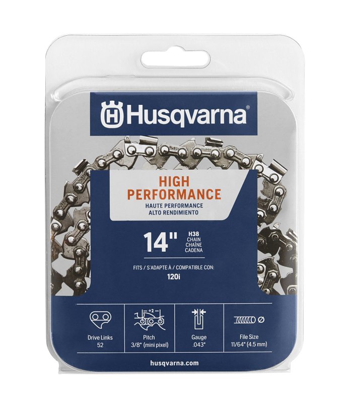 Husqvarna 597490452 Chainsaw Chain, Chamfer Chisel, Low Vibration Chain, 14 in L Bar, 0.043 in Gauge, 3/8 in TPI/Pitch
