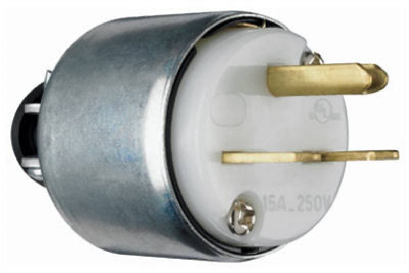 Legrand PS615PACC20 Armored Plug, 2 -Pole, 15 A, 250 V, NEMA: NEMA 6-15P, White