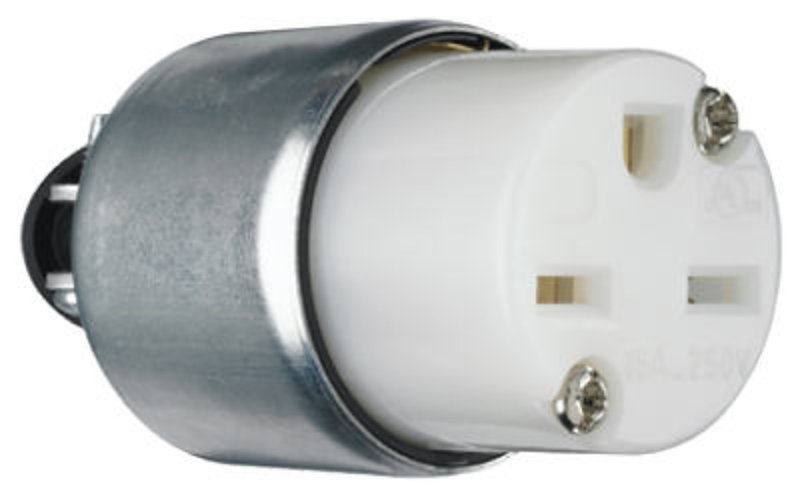 Legrand PS615CACC20 Armored Connector, 2 -Pole, 15 A, 250 V, NEMA: NEMA 6-15R, White