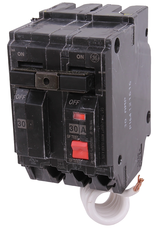 GE Industrial Solutions THQL2130GFTP Feeder Circuit Breaker, 30 A, 2-Pole, 120/240 V, Non-Interchangeable Trip