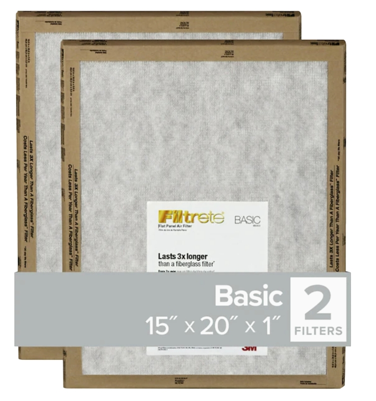 Filtrete FPL06-2PK-24 Air Filter, 20 in L, 15 in W, 2 MERV, Cardboard Frame, Pack of 24