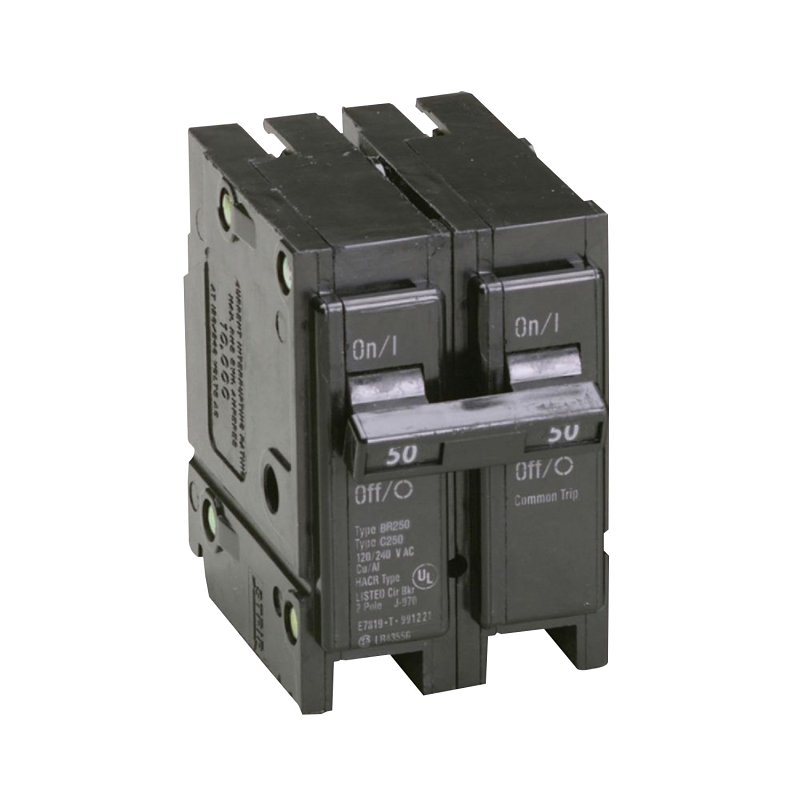 Cutler-Hammer BR250 Mini Circuit Breaker, Type BR, 50 A, 2-Pole, 120/240 V, Plug
