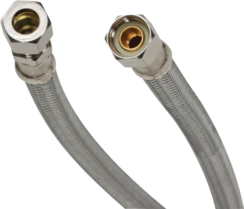 Fluidmaster B8F12 Water Supply Connector, 3/8 in Inlet, Compression Inlet, 3/8 in Outlet, Compression Outlet, 12 in L