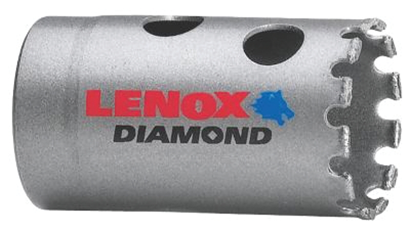 Lenox Diamond 1225618DGHS Hole Saw, 1-1/8 in Dia, 1-5/8 in D Cutting, 1L, 4L, 5L Arbor, Diamond Cutting Edge
