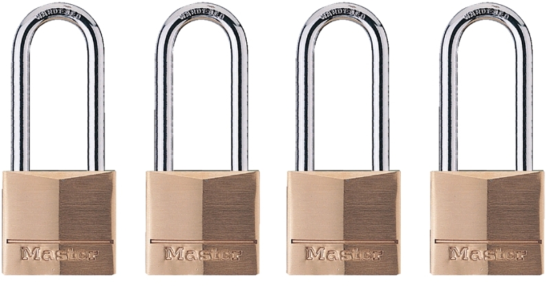 Master Lock 140QLH Padlock, Keyed Alike Key, 1/4 in Dia Shackle, 2 in H Shackle, Steel Shackle, Brass Body