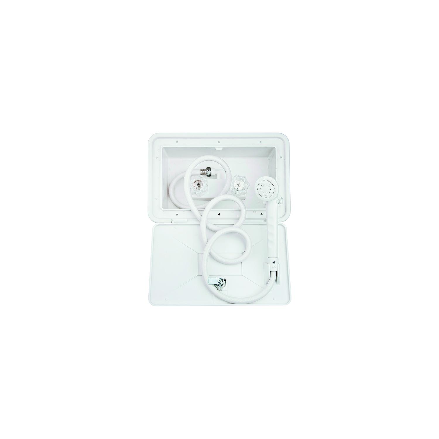Dura Faucet DFSA170WT Exterior Shower & Box Kit, White