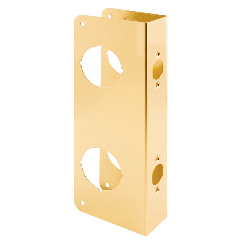 Prime-Line U 9537 Lock and Door Reinforcer, 2-3/8 in Backset, 1-3/4 in Thick Door, Brass, 10-7/8 in H, 3-7/8 in W