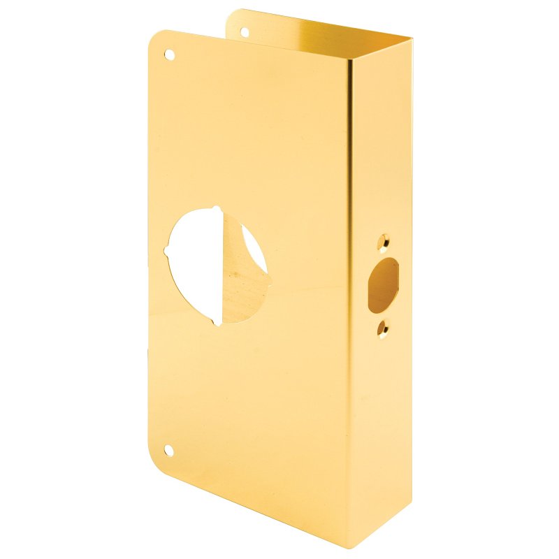Prime-Line U 9550 Lock and Door Reinforcer, 2-3/4 in Backset, 1-3/4 in Thick Door, Brass, Bright Brass, 9 in H