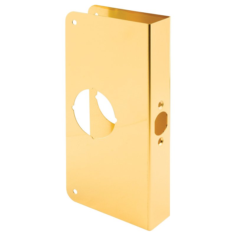 Prime-Line U 9549 Lock and Door Reinforcer, 2-3/4 in Backset, 1-3/8 in Thick Door, Brass, Bright Brass, 9 in H