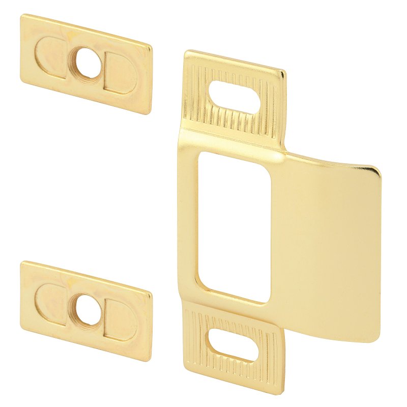 Defender Security U 9486 Door Strike Plate, 2-3/4 in L, 4-1/4 in W, Steel, Brass