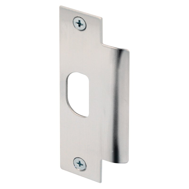 Defender Security U 9483 Strike Plate, 4-7/8 in L, 1-1/4 in W, Stainless Steel, Brushed