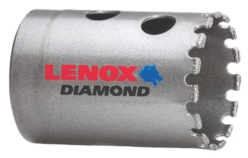 Lenox Diamond 1211722DGHS Hole Saw, 1-3/8 in Dia, 1-5/8 in D Cutting, 2L, 3L, 6L Arbor, Diamond Cutting Edge