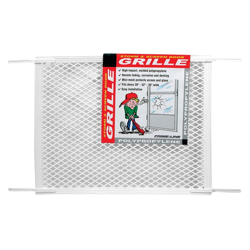 Make-2-Fit PL 15517 Hinged Screen Door Grill, 34-1/2 in W, 20 in H, Plastic, For: 30 to 36 in W Sliding Screen Doors