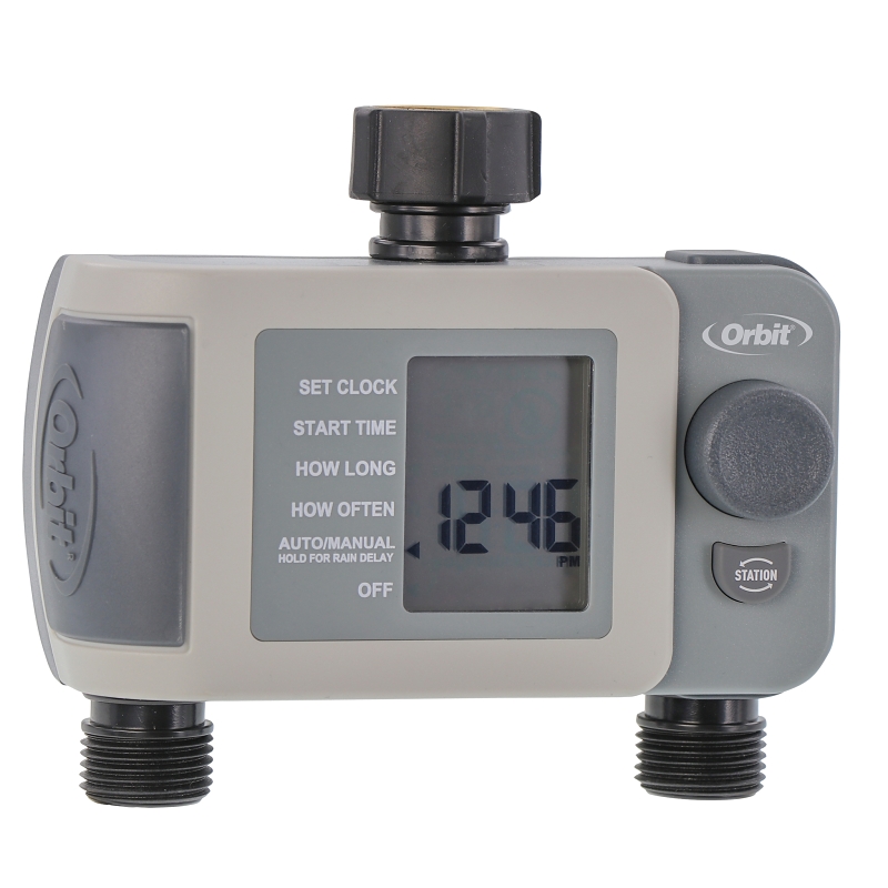 Orbit 24621 Sprinkler Timer, 2-Zone, 2-Program, Digital Display, Black/Gray