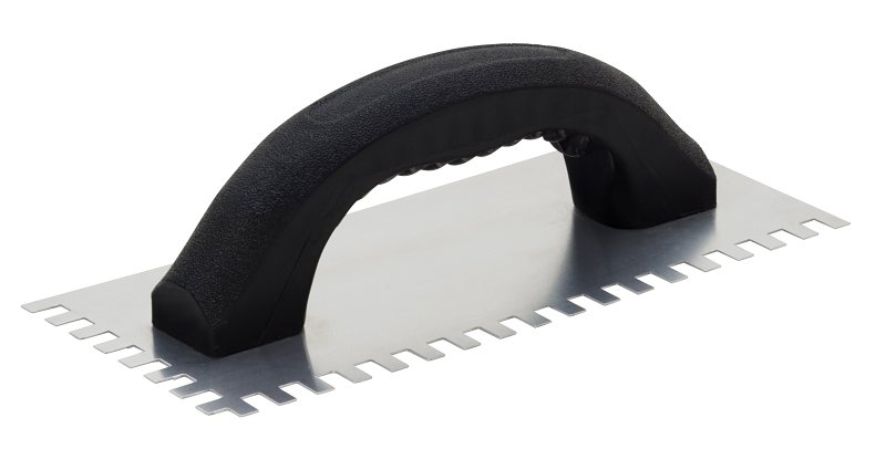 Hyde 19070 Adhesive Trowel, 4-1/4 in W Blade, 9-1/4 in L Blade, Steel Blade, Comfort-Grip Handle, Polypropylene Handle