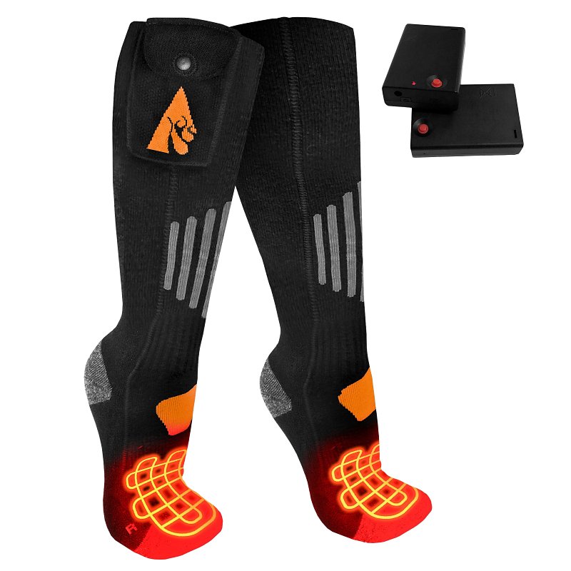 ActionHeat AH-SK-AA-03-L-XL Battery Heated Socks, Unise, L/XL, Cotton/Spandex/Wool, Black, Pack of 3