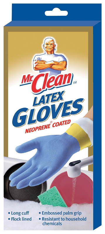 Spontex 11953 Heavy-Duty Household Protective Gloves, L, 18.13 in L, Long Cuff, Natural Late, Blue