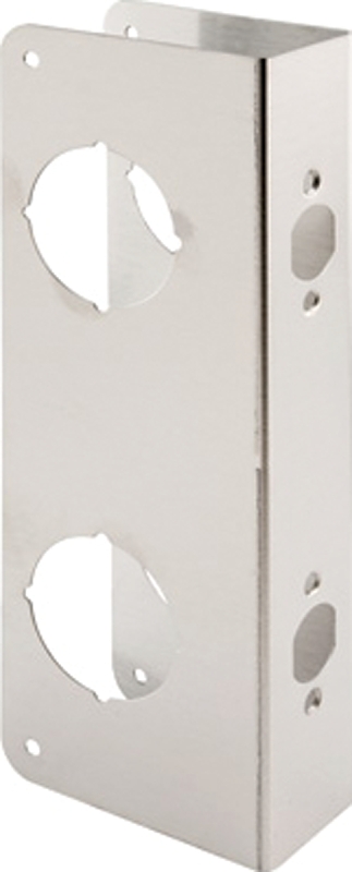 Prime-Line U 10539 Lock and Door Reinforcer, 2-3/8 in Backset, 1-3/4 in Thick Door, Stainless Steel, 10-7/8 in H
