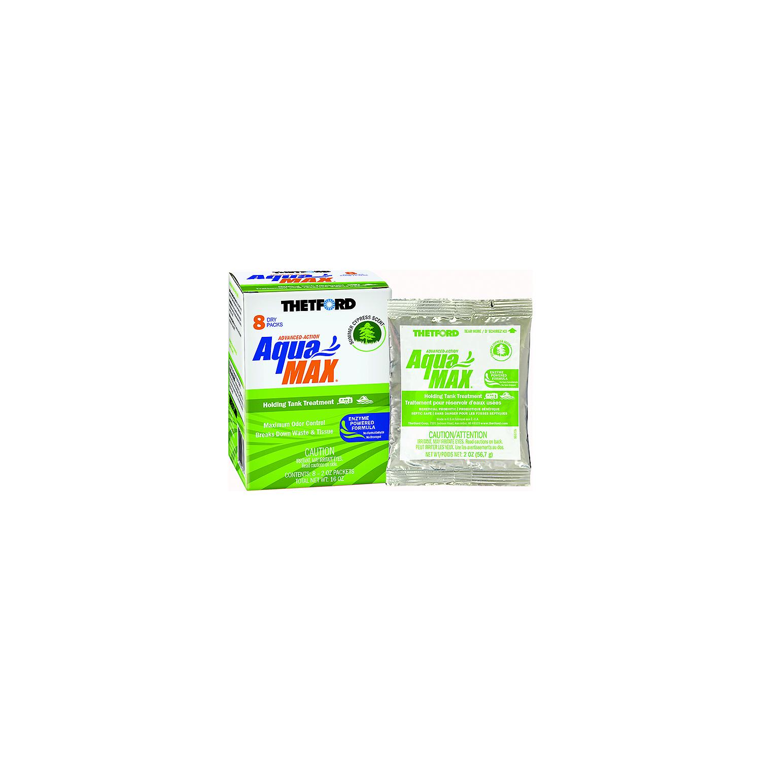 Thetford 96674 Aquamax Holding Tank Treatment, 8-Pack 2oz Dry Packets, Summer Cypress Sent