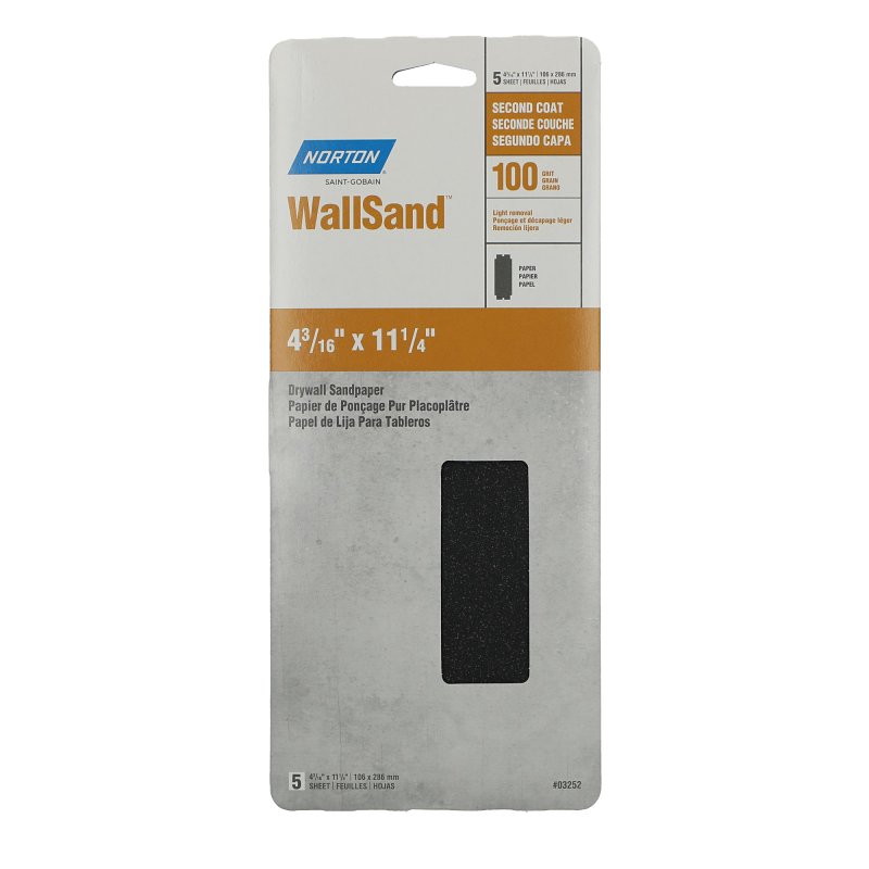 Norton 03252 Sandpaper, 11-1/4 in L, 4-3/16 in W, 100D Grit, Medium, Aluminum Oxide Abrasive