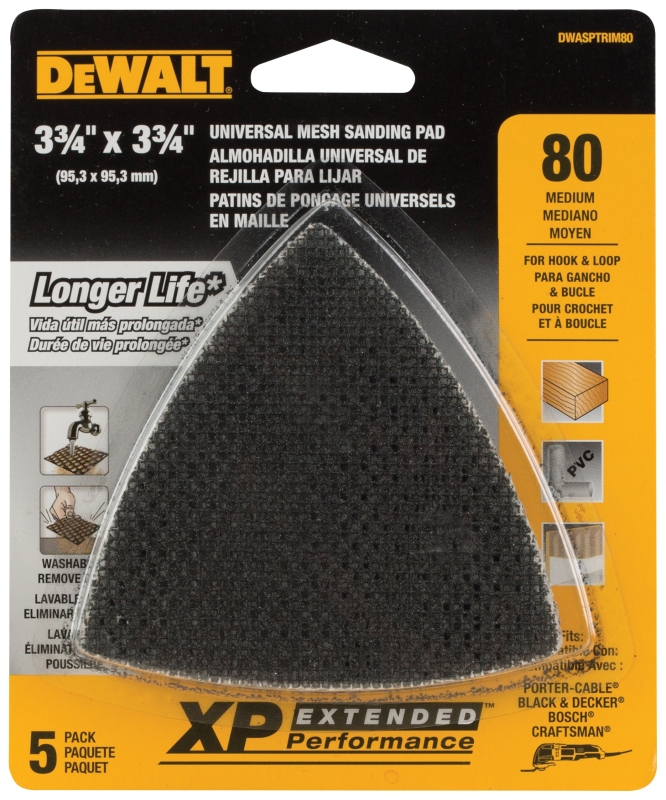 DEWALT XP DWASPTRIM80 Mesh Sandpaper, 80 Grit, Medium, Silicone Carbide Abrasive, 3-3/4 in L