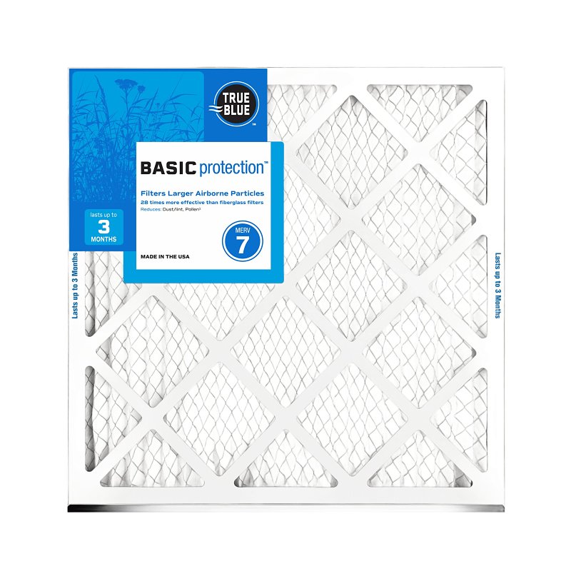 True Blue 220201 Air Filter, 20 in L, 20 in W, 7 MERV, 600 um MPR, Cardboard Frame, Pack of 12