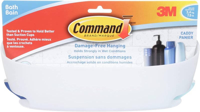 Command BATH11-ESF Shower Caddy, 11.45 in OAL, 4.7 in OAW, Plastic