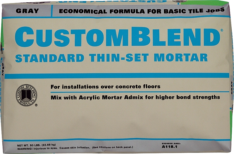 CustomBlend CBTSG50 Series Thin-Set Mortar, Gray, Powder, 50 lb Bag, 85 to 95 sq-ft Coverage Area