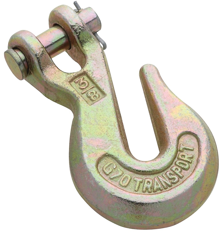 National Hardware N282-079 Clevis Grab Hook, 3/8 in, 6600 lb Working Load, 70 Grade, Steel, Yellow Chrome