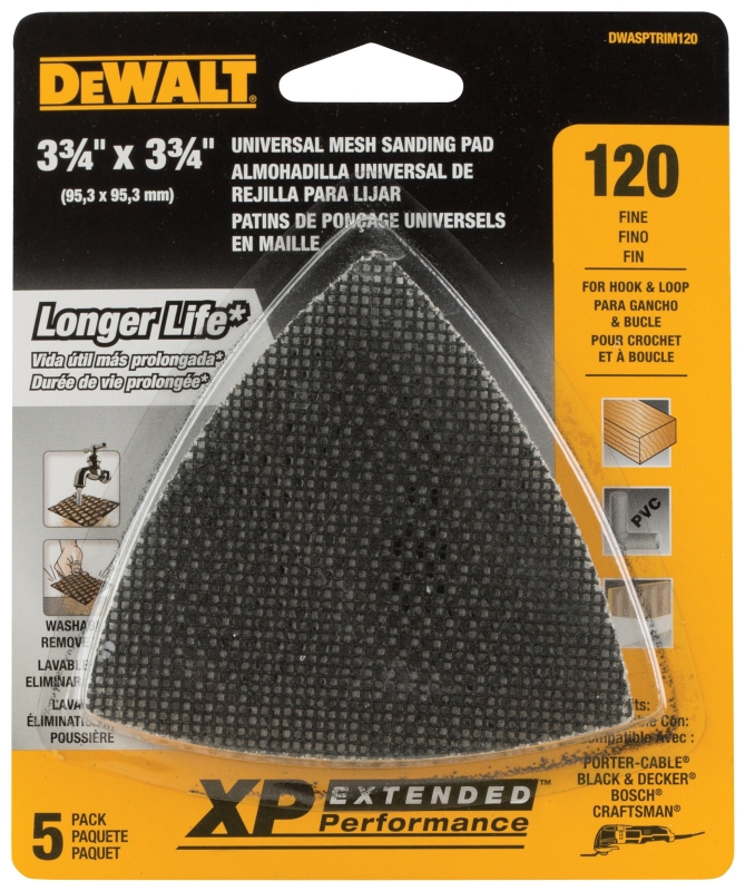 DEWALT XP DWASPTRIM120 Mesh Sandpaper, 120 Grit, Fine, Silicone Carbide Abrasive, 3-3/4 in L