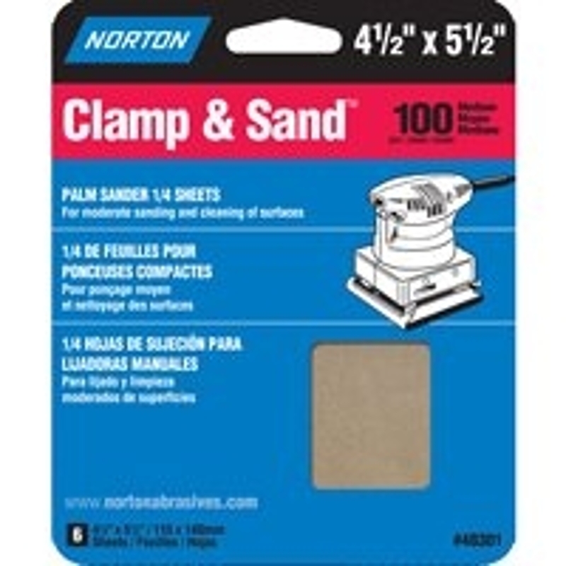 Norton 07660748301 Multi-Stand Sheet, 4-1/2 in W, 5-1/2 in L, 100 Grit, Medium, Aluminum Oxide Abrasive, Paper Backing