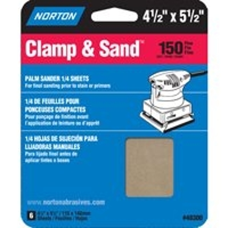 Norton 07660748300 Multi-Stand Sheet, 4-1/2 in W, 5-1/2 in L, 150 Grit, Fine, Aluminum Oxide Abrasive, Paper Backing