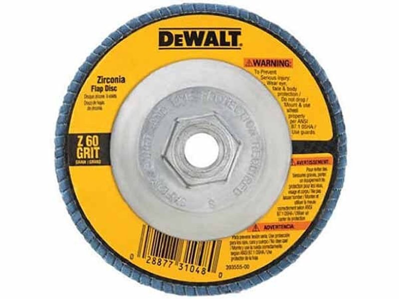 DEWALT HP DW8312 Flap Disc, 4-1/2 in Dia, 5/8-11 Arbor, 60 Grit, Medium, Zirconia Abrasive, Fiberglass Backing