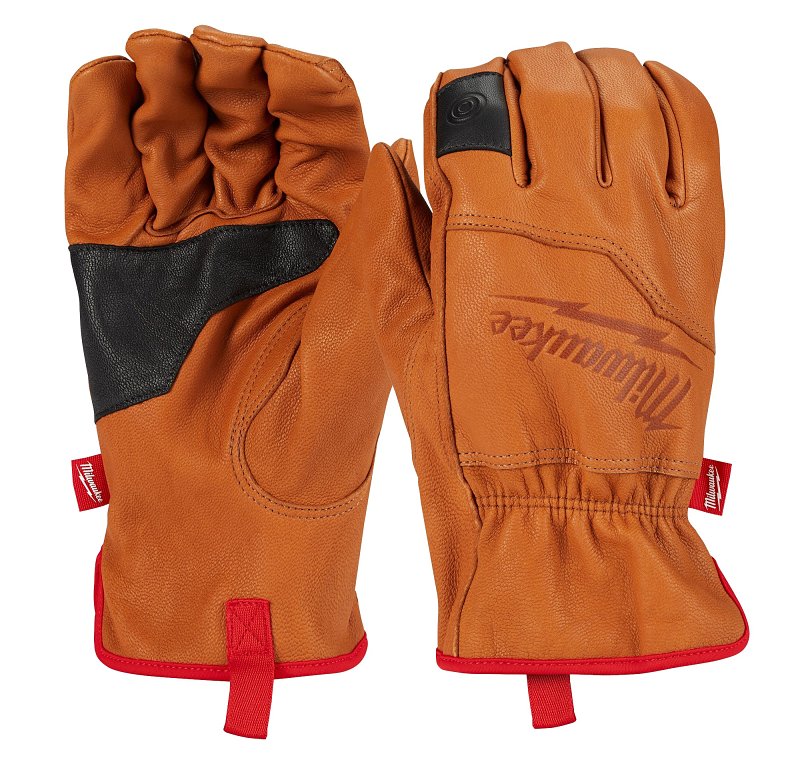 Milwaukee 48-73-0013 Gloves, Unise, XL, 13 in L, Keystone Thumb, Elastic Knit Cuff, Goatskin Leather, Black/Brown/Red