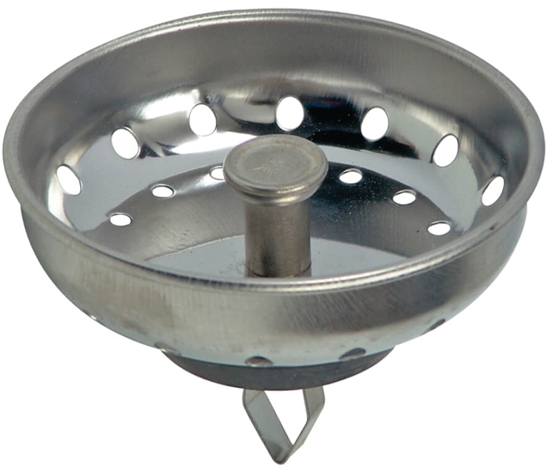 Danco 81079 Basket Strainer with Arrow Clip, 3-1/4 in Dia, Stainless Steel, Chrome, For: 3-1/4 in Dia Opening Sinks