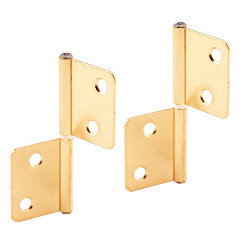 Prime-Line N 7025 Door Hinge, 3 in H Door Leaf, 1-5/16 in W Door Leaf, Steel, Brass, 4-Mounting Hole