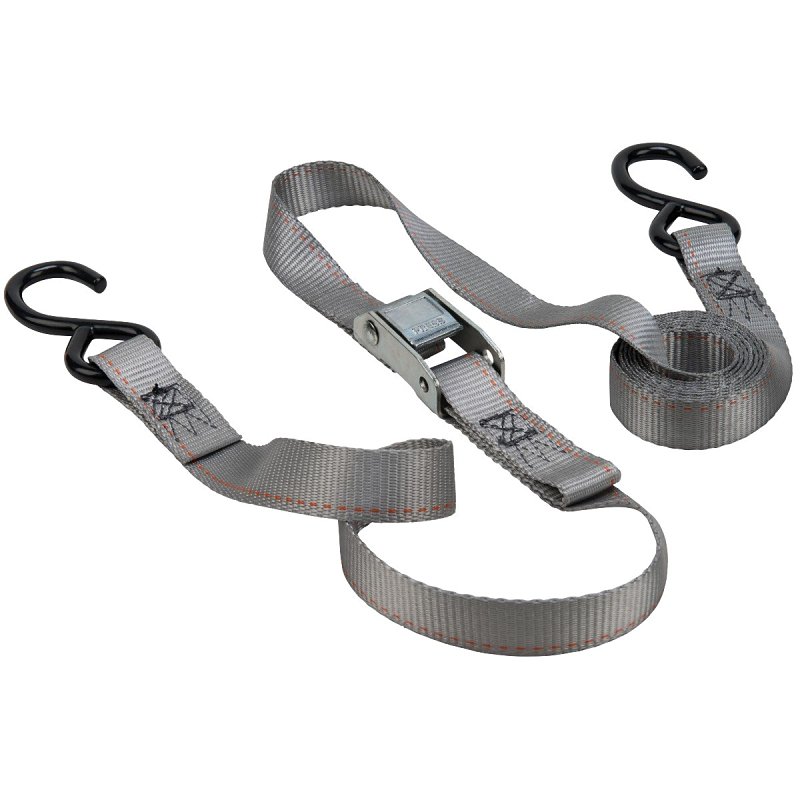 Keeper 05716 Tie-Down, 1 in W, 8 ft L, Polyester, Gray, 400 lb, S-Hook End Fitting, Steel End Fitting