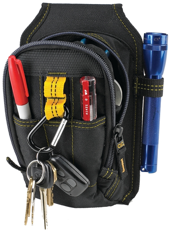 CLC TOOL WORKS 1504 Multi-Purpose Carry-All Tool Pouch, 9-Pocket, Polyester, Black, 5-1/2 in W, 7-1/2 in H, 2 in D