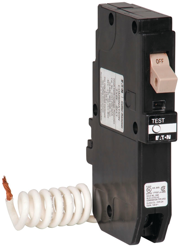Cutler-Hammer CHFN115GF Circuit Breaker, GFCI, Type CH, 15 A, 1-Pole, 120/240 VAC, Pigtail Mounting