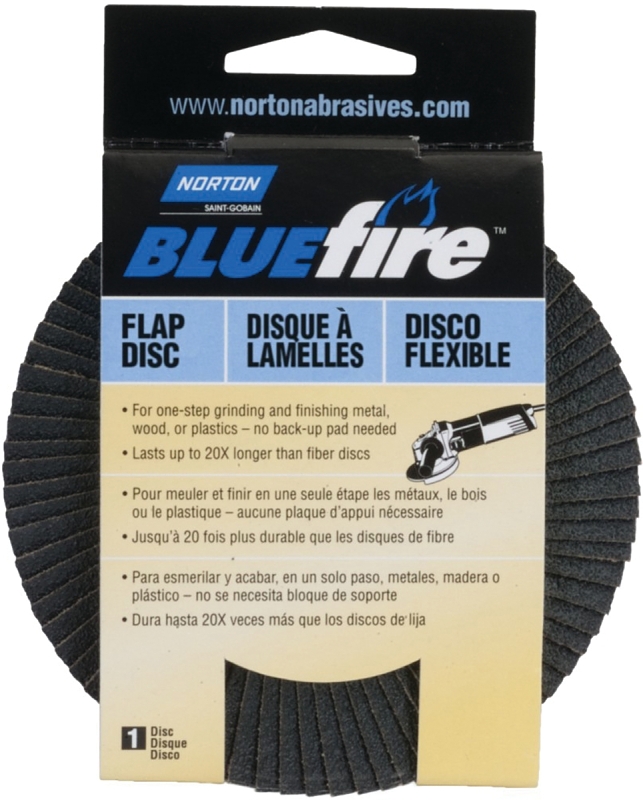 Norton 07660703212 Flap Disc, 4-1/2 in Dia, 5/8-11 Arbor, P60 Grit, Coarse, Zirconia Aluminum Abrasive, Cotton Backing