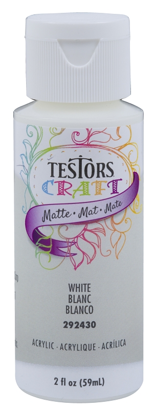 Testors 292430A Acrylic Craft Paint, Matte, White, 2 oz Bottle