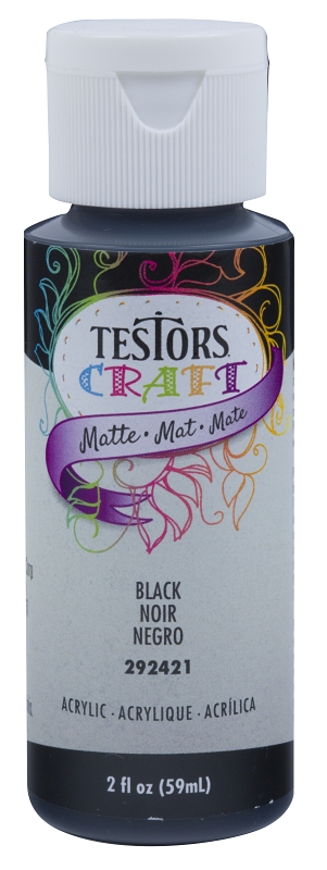 Testors 292421A Craft Paint, Matte, Black, 2 oz Bottle
