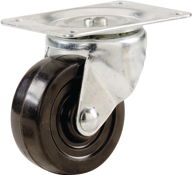 Shepherd Hardware 9787 Swivel Caster, 5 in Dia Wheel, 1-1/4 in W Wheel, Rubber Wheel, Black, 200 lb