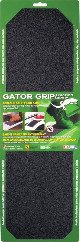 Incom Gator Grip RE629BL Safety Grit Tape, 21 in L, 6 in W, PVC Backing, Black