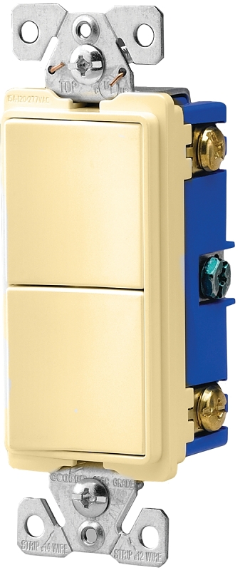 Eaton 7700 Series 7728V-SP Combination Switch, 15 A, 120/277 V, Screw, Back/Side Wire Terminal, Ivory