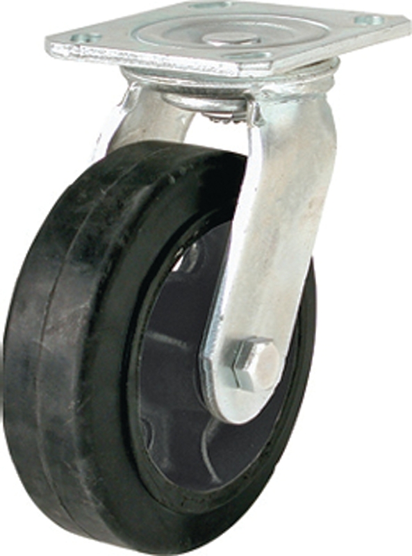 Shepherd Hardware 9493 Mold-On Swivel Caster, 6 in Dia Wheel, 2 in W Wheel, Rubber Wheel, Black, 410 lb