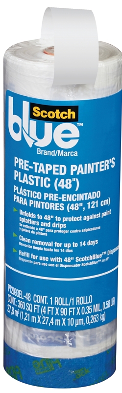 ScotchBlue PT2093EL-48 Painter's Tape, 30 yd L, 48 in W, 0.35 mil Thick, Paper Backing, Transparent