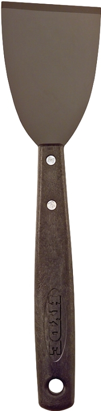 Hyde Extended Wood Handle Series 12050 Paint Scraper, 3 in W Blade, Chisel, Stiff Blade, Carbon Steel Blade, Long Handle